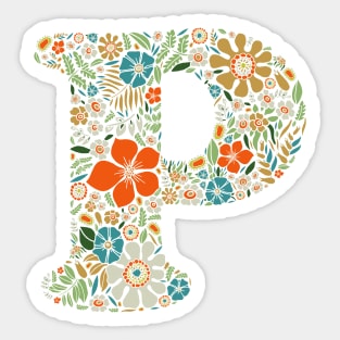 Hippie Floral Letter P Sticker